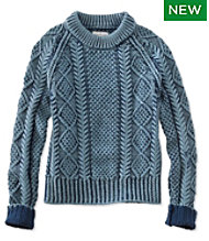 Signature Cotton Fisherman Sweater, Washed